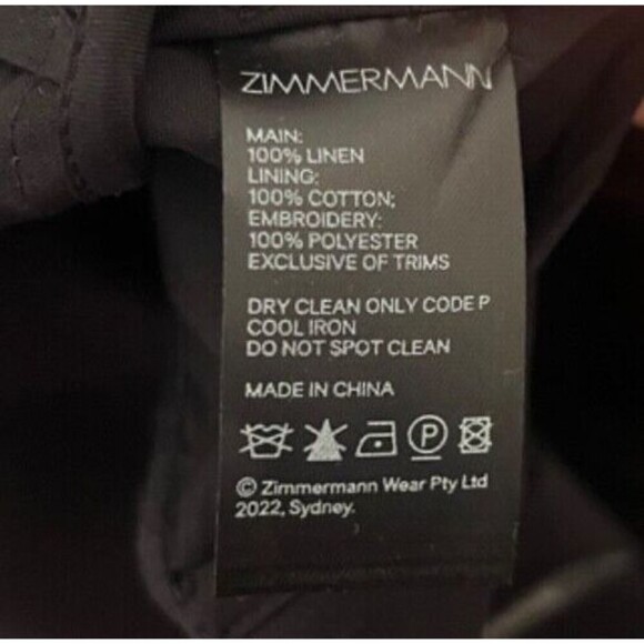 Zimmermann Cira Tiggy Scallop Peplum Black Top Size US 2P 100% Linen - Picture 14 of 14